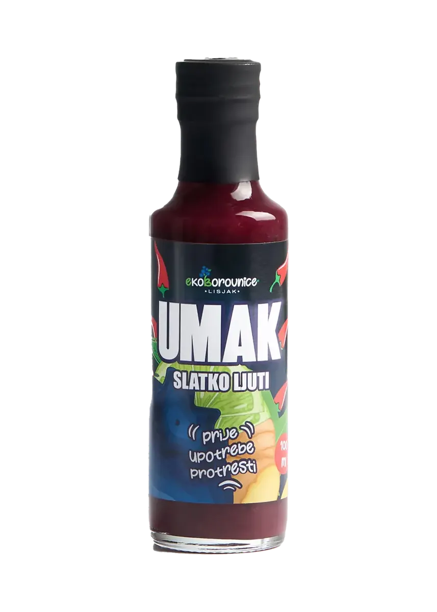 Slatko-ljuti umak Lisjak od ekoloških borovnica u bočici, 100 ml